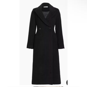 Reformation Long Black Double-Breasted Wool Coat